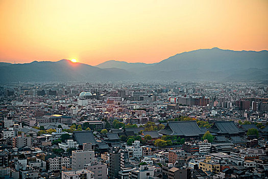 京都,屋顶,俯视,日本
