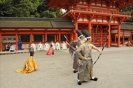 弓箭手,射箭,仪式,京都,日本,亚洲