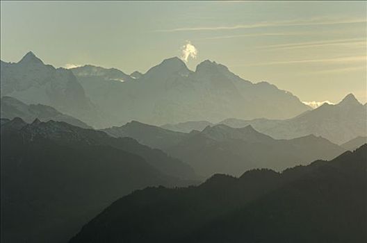 全景,阿尔卑斯山,中心,瑞士,施维茨