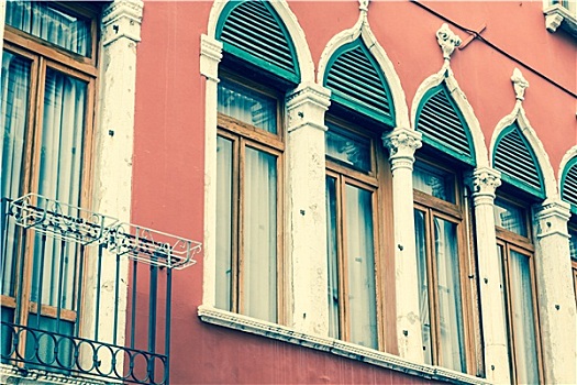 传统,窗户,特色,老,威尼斯,建筑