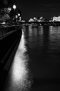 散步场所,河,城市,背景,夜晚,走,滑铁卢桥,伦敦南岸,泰晤士河,伦敦,英格兰