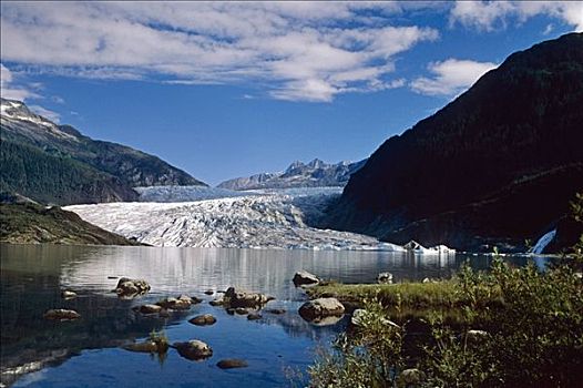 棉田豪冰河,湖,东南部,夏天,景色
