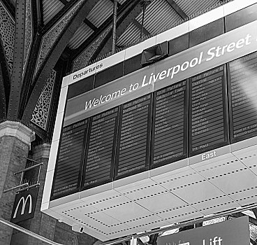 黑白,利物浦,街道,车站,伦敦