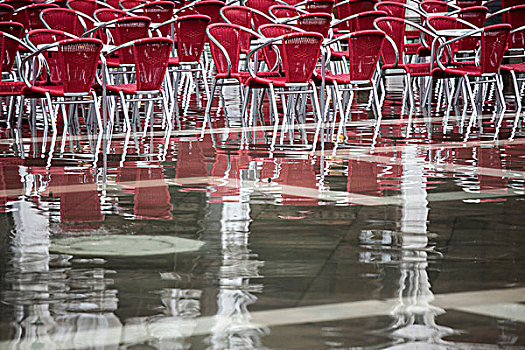 咖啡,椅子,洪水,广场,威尼斯,意大利