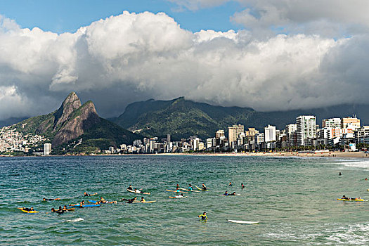 冲浪,海滩,伊帕内玛,里约热内卢,巴西,南美