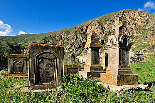 老,墓地,墓碑,寺院,山谷,亚美尼亚,亚洲