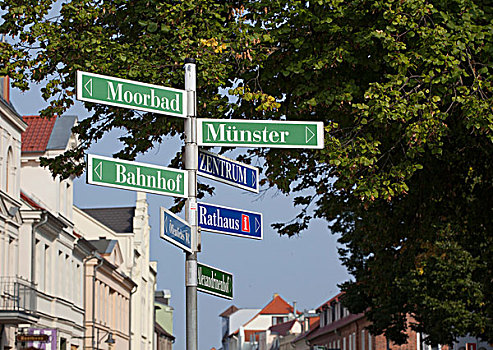 标志物,街道,梅克伦堡前波莫瑞州,德国,欧洲