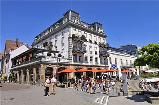 咖啡馆,步行区,康士坦茨,巴登符腾堡,德国,欧洲