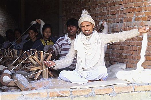 尼泊尔,加德满都,工人,毛织品,地毯