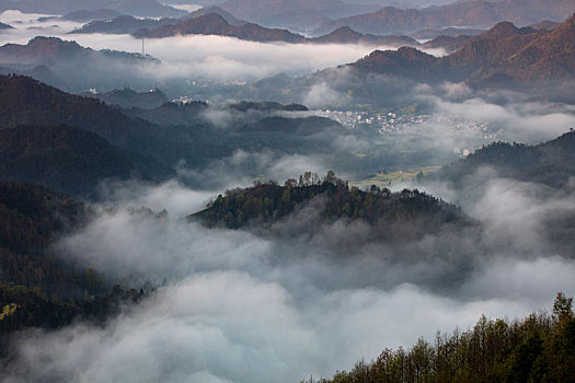 石潭,云海,安徽,山沟,油菜花,风光,壮观,气候,环境,仙境,诱惑,秀美,俯瞰,村庄