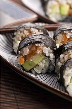 寿司,三文鱼卷,盘子
