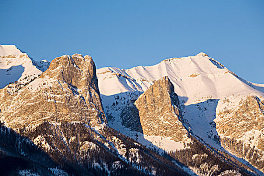 雪山,山脉,蓝天,艾伯塔省,加拿大