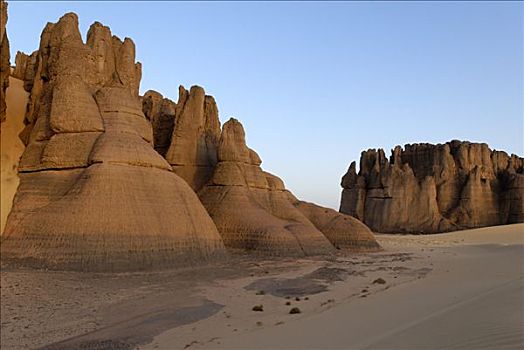 侵蚀,岩石构造,上升,室外,荒芜,沙子,锡,阿尔及利亚,撒哈拉沙漠,北非