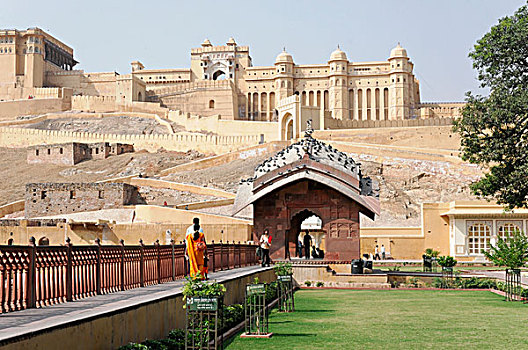 局部,风景,宫殿,琥珀色,拉贾斯坦邦,北印度,亚洲