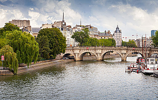 巴黎新桥,石桥,赛纳河,河,巴黎,法国