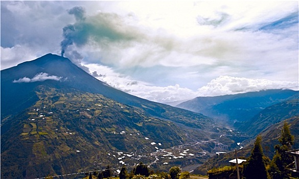 喷发,火山,山脉,安第斯山,中心,厄瓜多尔,南美