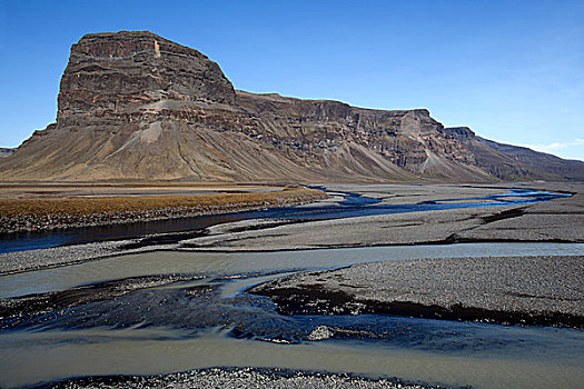 结冰,径流,火山,沙子,朴素,后面,石头,山丘,南方,区域,冰岛,欧洲