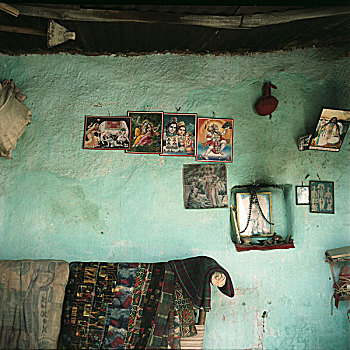 客厅,室内,彩色,印度教,神,女神,印度