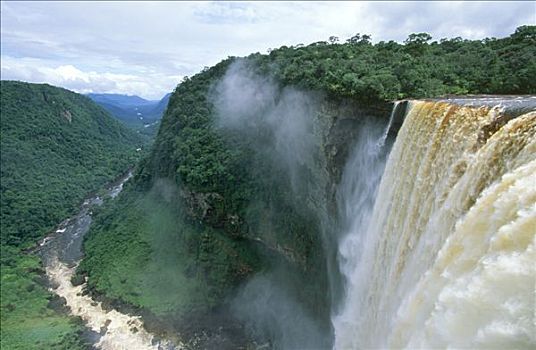 瀑布,河,脚,圭亚那,南美