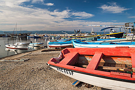 保加利亚,黑海,海岸,内塞巴尔,渔船,港口
