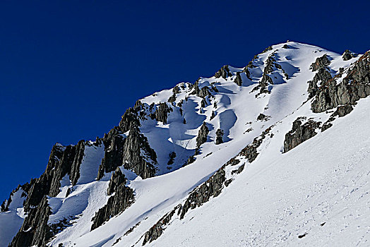 雪,山脊,顶峰,深,蓝天,提洛尔