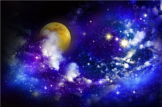 星星,满月,夜空