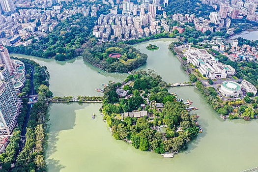 航拍福建福州西湖公园