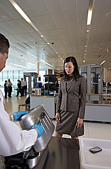 保安,检查,手提箱,行李,登机,机场