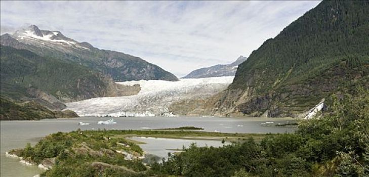 棉田豪冰河,湖,小路,俯瞰,东南阿拉斯加,夏天