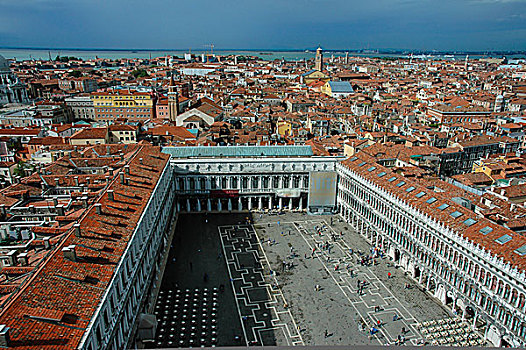 远眺,广场,威尼斯,俯视