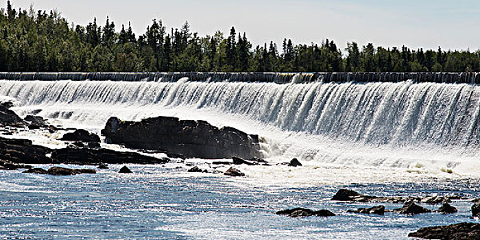 瀑布,河,纽芬兰,拉布拉多犬,加拿大