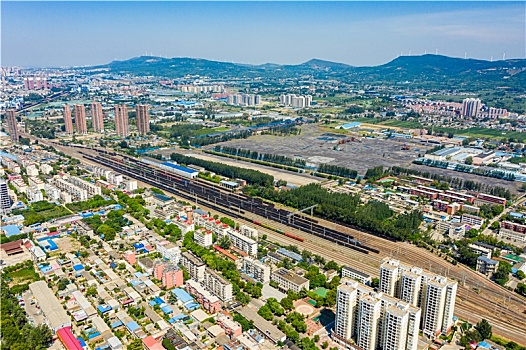 航拍河南平顶山东站铁路货运车站,原名申楼站