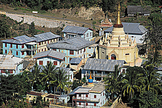 缅甸,寺院,脚,波芭山