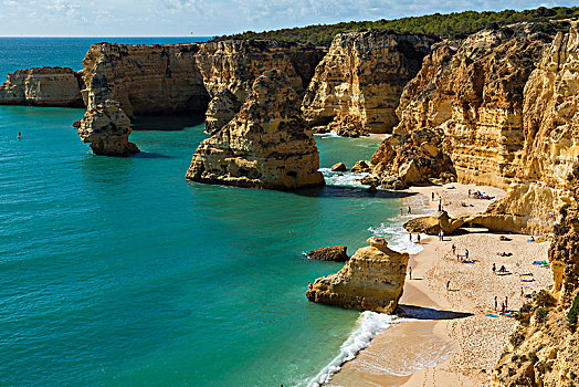 海滩,色彩,石头,阿尔加维,葡萄牙,欧洲