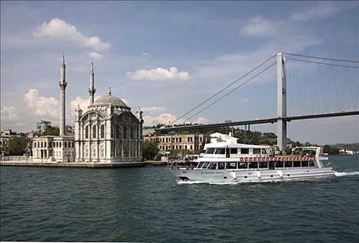 博斯普鲁斯海峡,桥,清真寺,伊斯坦布尔,土耳其