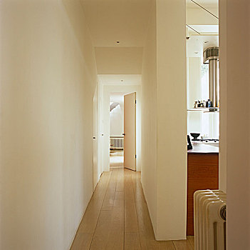 狭窄,简约,走廊,一瞥,厨房,打开,入口