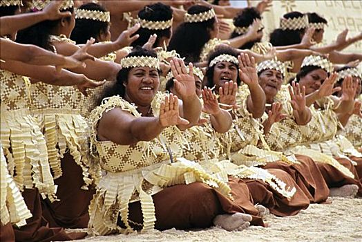 新西兰,岛屿,女人,坐,表演,传统舞蹈