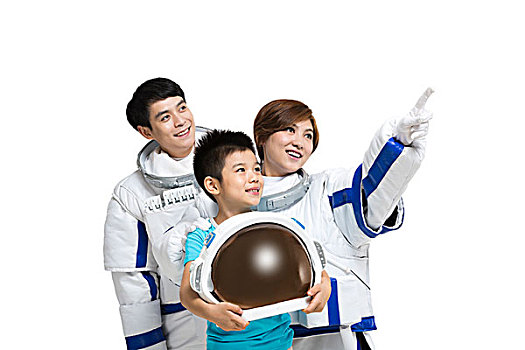 棚拍宇航员和小男孩