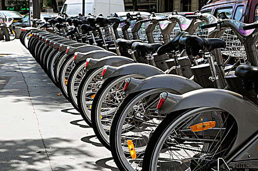 自行车出租,中心,巴黎,法国,欧洲