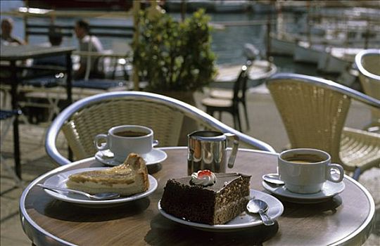 马略卡岛,港口,蛋糕,咖啡