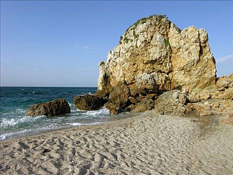 岩石,湾,海滩,半岛,塞萨利,希腊