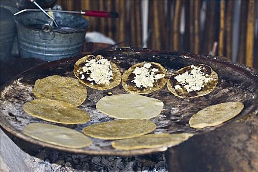 玉米饼,准备,平煎锅,瓦哈卡州,墨西哥