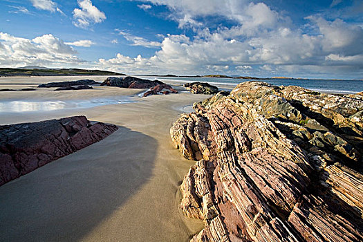 爱尔兰,石头,地层,海滩