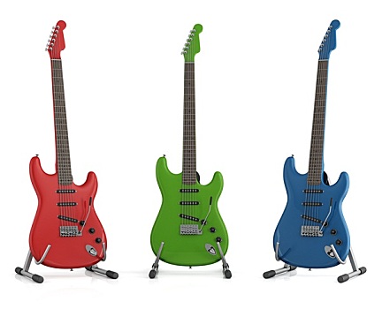 红色,绿色,蓝色,电吉他