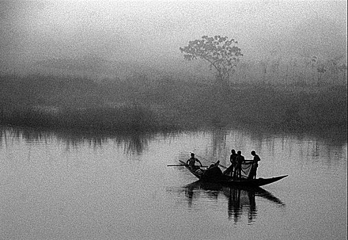 河,雾气,孟加拉,九月,2008年