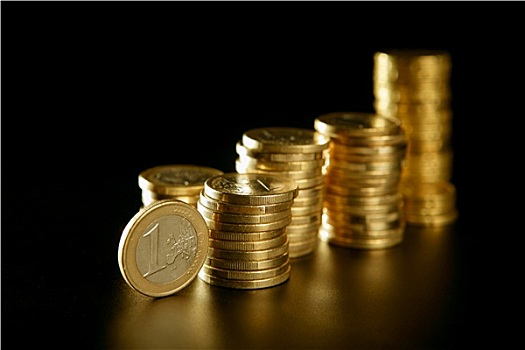 欧元,硬币,柱子,金色,反射