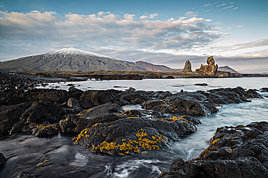 海景,海洋,堆积,背景,斯奈山半岛,冰岛