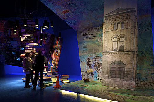 2010上海世博会,德国人,亭子,内景,展示,工业设计,雕刻,巨大,书本