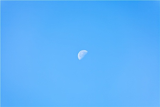 一半,月亮,清晰,蓝色,晨空