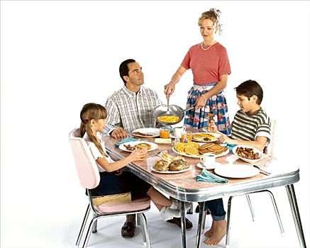 20世纪50年代,家庭,早餐桌